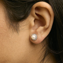 10K White Gold Heirloom-Style Pearl and Diamond Accent Halo Stud Earrings (I-J color, I1-I2 Clarity)-3
