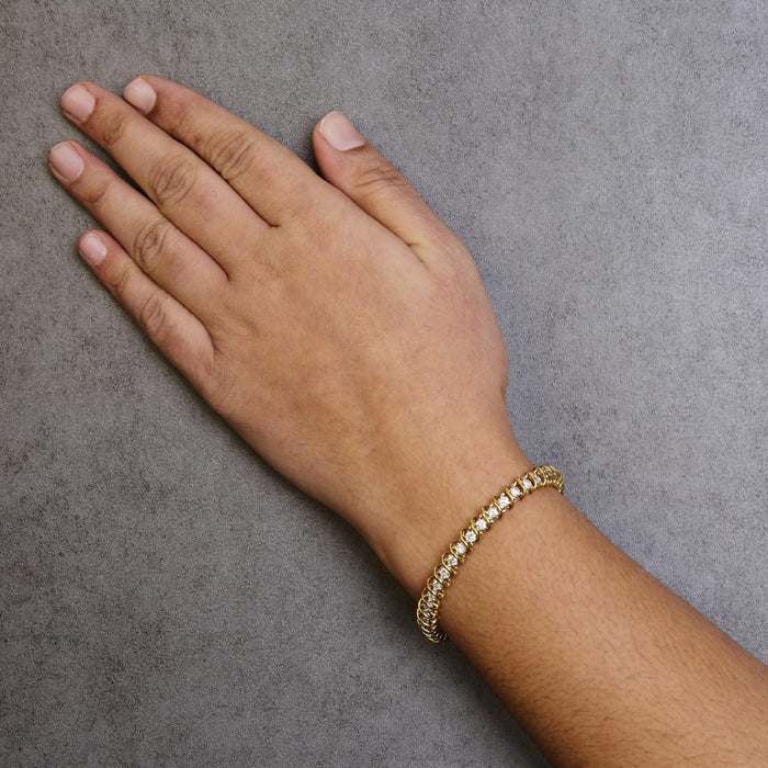 18K Yellow Gold 4.0 Cttw Round-Cut Diamond S-Link 7