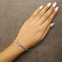 14K White Gold 2.0 Cttw Princess and Round Diamond Bar and Link Bracelet (I-J Color, I1-I2 Clarity) - 7.25