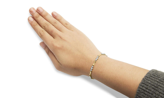 10k Gold 1/3 Cttw Diamond Miracle Set Alternating Bar and Link Bracelet (I-J Color, I1-I2 Clarity) - 7.75