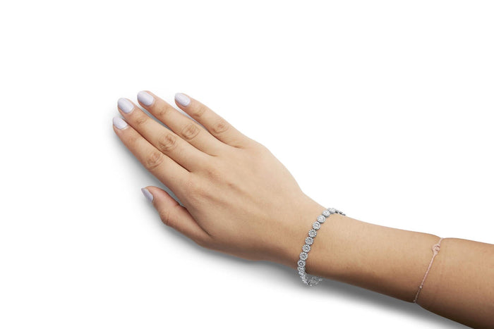14K White Gold 2.00 Cttw Diamond Halo Link Tennis Bracelet (H-I Color, I1-I2 Clarity) - 7