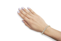10k Yellow Gold 5.00 Cttw Round-Cut and Baguette-Cut Diamond Floral Link 7.25
