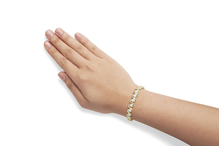 10K Yellow Gold 4.00 Cttw Round-Cut Diamond Floral Link 7.5