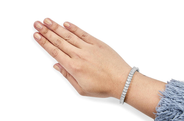 14K White Gold 5.00 Cttw Invisible Set Princess-Cut Diamond Belt and Buckle Tennis 7
