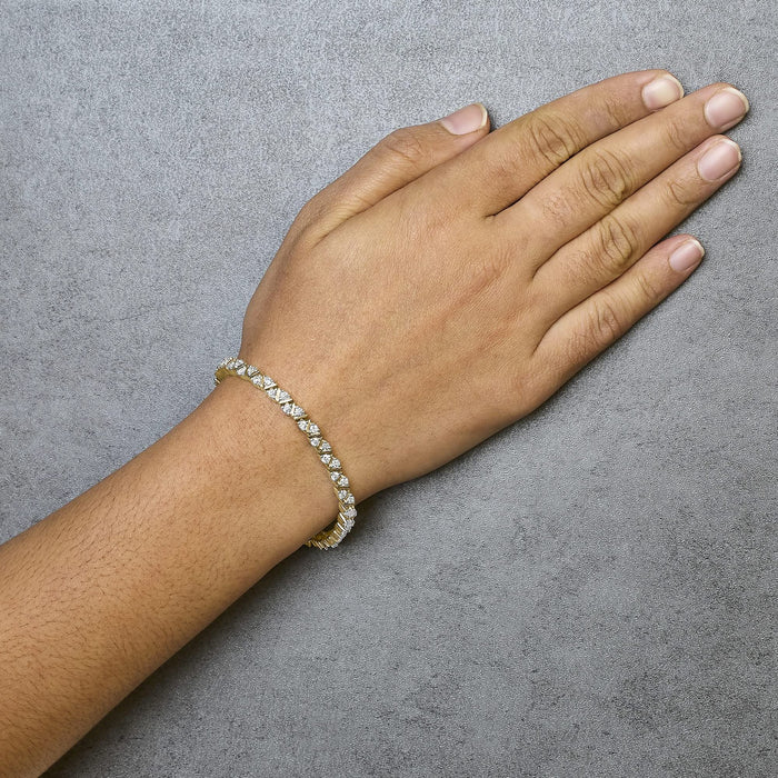 14K Yellow Gold 4.00 Cttw Diamond Triangle Link Tennis Bracelet (H-I Color, I1-I2 Clarity) - 7