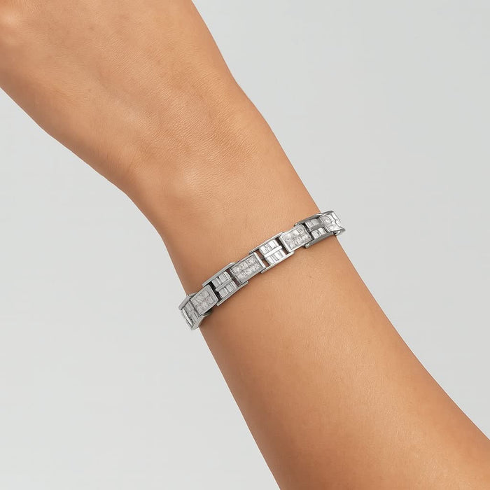 14K White Gold 10 5/8 Cttw Diamond Panel Link Bracelet  - 7