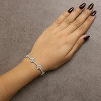 .925 Sterling Silver 3.0 Cttw Diamond Halo Square Shape Link Bracelet (I-J Color, I3 Clarity) - 7.25