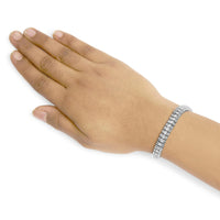.925 Sterling Silver 1.0 Cttw Diamond Collar Line Link Bracelet (I-J Color, I1-I2 Clarity) - Size 7.25