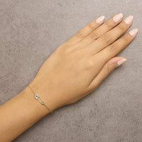 10K Yellow Gold 1/10 Cttw Diamond Paperclip Charm Adjustable Link Bracelet  (J-J Color, I1-I2 Clarity) - 7.25 Inch