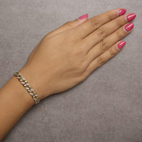 14K Yellow Gold Plated .925 Sterling Silver 3/8 Cttw Diamond Cuban Bracelet (I-J Color, I3 Clarity) - 7.25