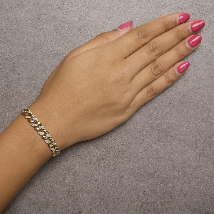 14K Yellow Gold Plated .925 Sterling Silver 3/8 Cttw Diamond Cuban Bracelet (I-J Color, I3 Clarity) - 7.25