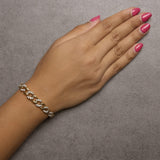 14K Yellow Gold Plated .925 Sterling Silver 1 1/4 Cttw Diamond Cuban Chain Link Bracelet (I-J Color, I3 Clarity)-  7.25