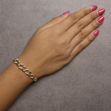 14K Yellow Gold Plated .925 Sterling Silver 1 1/4 Cttw Diamond Cuban Chain Link Bracelet (I-J Color, I3 Clarity)-  7.25"-3