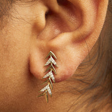 18K Yellow Gold Plated .925 Sterling Silver 1/5 Cttw Diamond Chevron Arrow Stud Earring (I-J Color, I2-I3 Clarity)-3