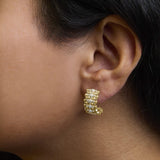 14K Yellow Gold Plated .925 Sterling Silver 1/3 Cttw Diamond and Ball Bead J Hoop Earrings (H-I Color, I1-I2 Clarity)-3 thumbnail 4