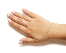 10K Yellow Gold Blue Sapphire and Diamond Accent Evil Eye Station Link Bracelet  (H-I Color, I1-I2 Clarity) - Size 7"-3