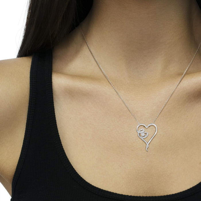 .925 Sterling Silver 1/10 cttw Diamond Heart Pendant Necklace (H-I, I1-I2)