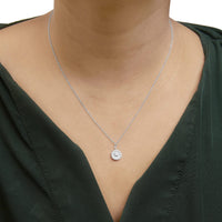 .925 Sterling Silver 1/6 Cttw Diamond Wheel and Spoke Pendant Necklace (H-I Color, I2-I3 Clarity) - 18