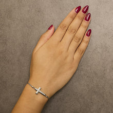 .925 Sterling Silver Diamond Accent Cross Bolo Bracelet (I-J Color, I1-I2 Clarity) - 7"-3