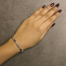 .925 Sterling Silver Oval Purple Amethyst and Diamond Infinity Link Bracelet (I-J Color, I1-I2 Clarity) - 7" Inches-3