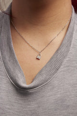 .925 Sterling Silver 1/4 Cttw Diamond Lock Pendant Necklace with Paperclip Chain (H-I Color, SI2-I1 Clarity)-4 thumbnail 5