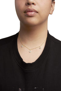 14KT Yellow Gold 1/2 Cttw Diamond Butterfly Station Paperclip Station Necklace (I-J Color, I1-I2 Clarity) - Adjustable 15