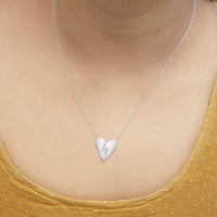 .925 Sterling Silver Diamond Broken Heart Pendant Necklace (H-I Color, I1-I2 Clarity) - 18