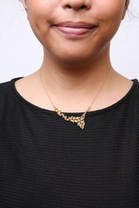18K Yellow Gold 1/2 Cttw Brown Diamond and Multi-Size Oval Yellow Sapphire Cluster Cascade Station Necklace (Brown Color, SI1-SI2 Clarity) - Adjustable up to 14