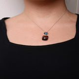 18K two-tone gold drop pendant with London blue topaz and smoky quartz thumbnail 2