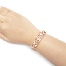 14K Rose Gold 5/8 Cttw Diamond with Pink Tourmaline Open Cuff Bangle with White Enamel (G-H Color, SI1-SI2 Clarity) - 7"-4