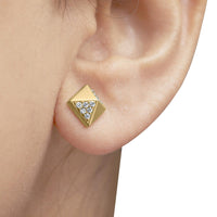 14K Yellow Gold 1/4 Cttw Diamond Pyramid Stud Earring (G-H Color, SI1-SI2 Clarity)