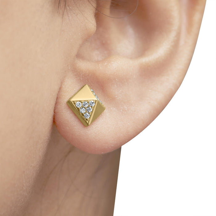 14K Yellow Gold 1/4 Cttw Diamond Pyramid Stud Earring (G-H Color, SI1-SI2 Clarity)