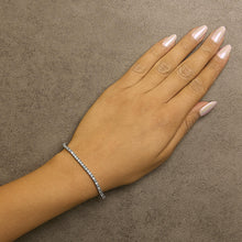 14K White Gold 4.0 Cttw Alternating White and Blue Lab Grown Diamond Tennis Bracelet - 7" inches-3