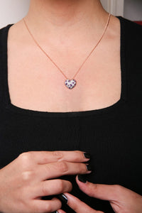 18K Rose Gold 3/4 Cttw Diamond and Purple Amethyst Cluster Heart Shape 18