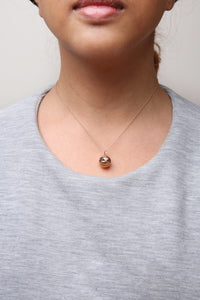 18K Rose Gold 3/8 Cttw Black and White Diamond Ball with Filigree Heart and Cluster Design 18