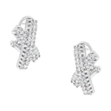 14K White Gold 2.0 Cttw Round-Brilliant Cut Diamond Domed X Shaped Omega Back Stud Earrings (H-I Color, I1-I2 Clarity)-3 thumbnail 4