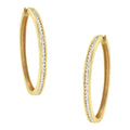 10K yellow gold hoop earrings with round diamond stones