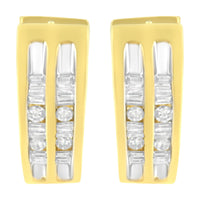 10K Yellow Gold 1/2 cttw Diamond Huggy Heart Hoop Earrings (I-J Clarity, I2-I3 Color)