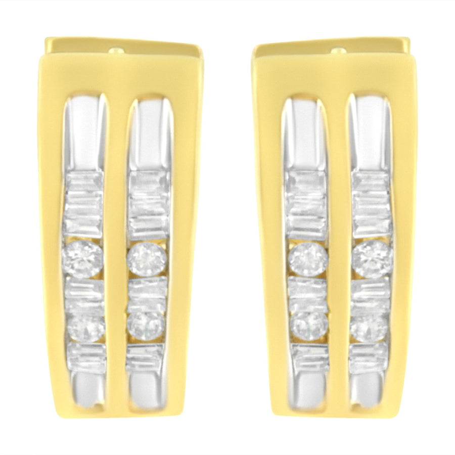 10K Yellow Gold 1/2 cttw Diamond Huggy Heart Hoop Earrings (I-J Clarity, I2-I3 Color)