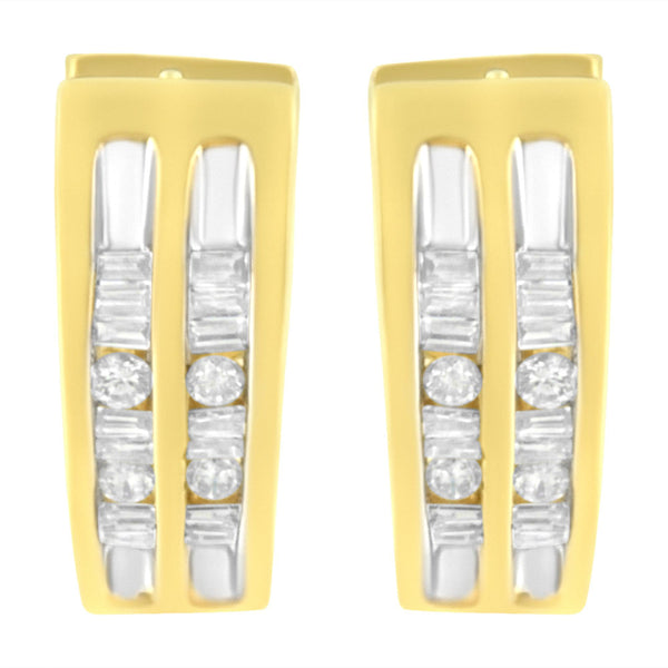 10K Yellow Gold 1/2 cttw Diamond Huggy Heart Hoop Earrings (I-J Clarity, I2-I3 Color)