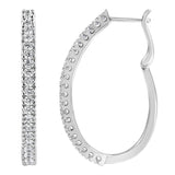10KT White Gold 1 cttw Diamond Hoop Earrings (I-J Clarity, I2-I3 Color)-1 thumbnail 2