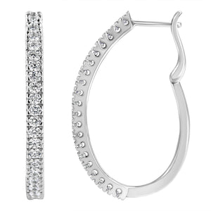 10KT White Gold 1 cttw Diamond Hoop Earrings (I-J Clarity, I2-I3 Color)-1