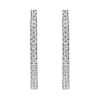 10KT White Gold 1 cttw Diamond Hoop Earrings (I-J Clarity, I2-I3 Color)