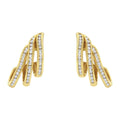 10K yellow gold hoop earrings with round diamond stones in channel rows