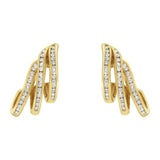 10K Yellow Gold 1.0 Cttw Round Brilliant Cut Diamond Spiral Multi Row Channel Set Open Hoop Pushback Stud Earrings (H-I Color, I1-I2 Clarity)-0 thumbnail 1
