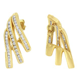 10K Yellow Gold 1.0 Cttw Round Brilliant Cut Diamond Spiral Multi Row Channel Set Open Hoop Pushback Stud Earrings (H-I Color, I1-I2 Clarity)-4 thumbnail 5