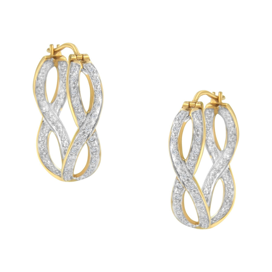 10K Yellow and White Gold 1/4 cttw Diamond Double Infinity Hoop Earrings (I-J Clarity, I1-I2 Color)