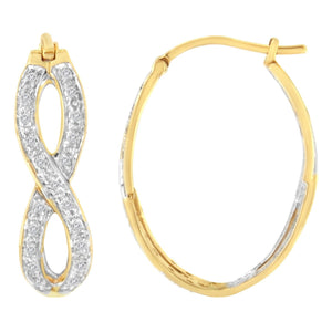 10K Yellow and White Gold 1/4 cttw Diamond Double Infinity Hoop Earrings (I-J Clarity, I1-I2 Color)-1