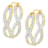 10K Yellow and White Gold 1/4 cttw Diamond Double Infinity Hoop Earrings (I-J Clarity, I1-I2 Color)-4 thumbnail 5