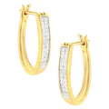 10K yellow gold hoop earrings with princess-cut invisible-set diamond stones